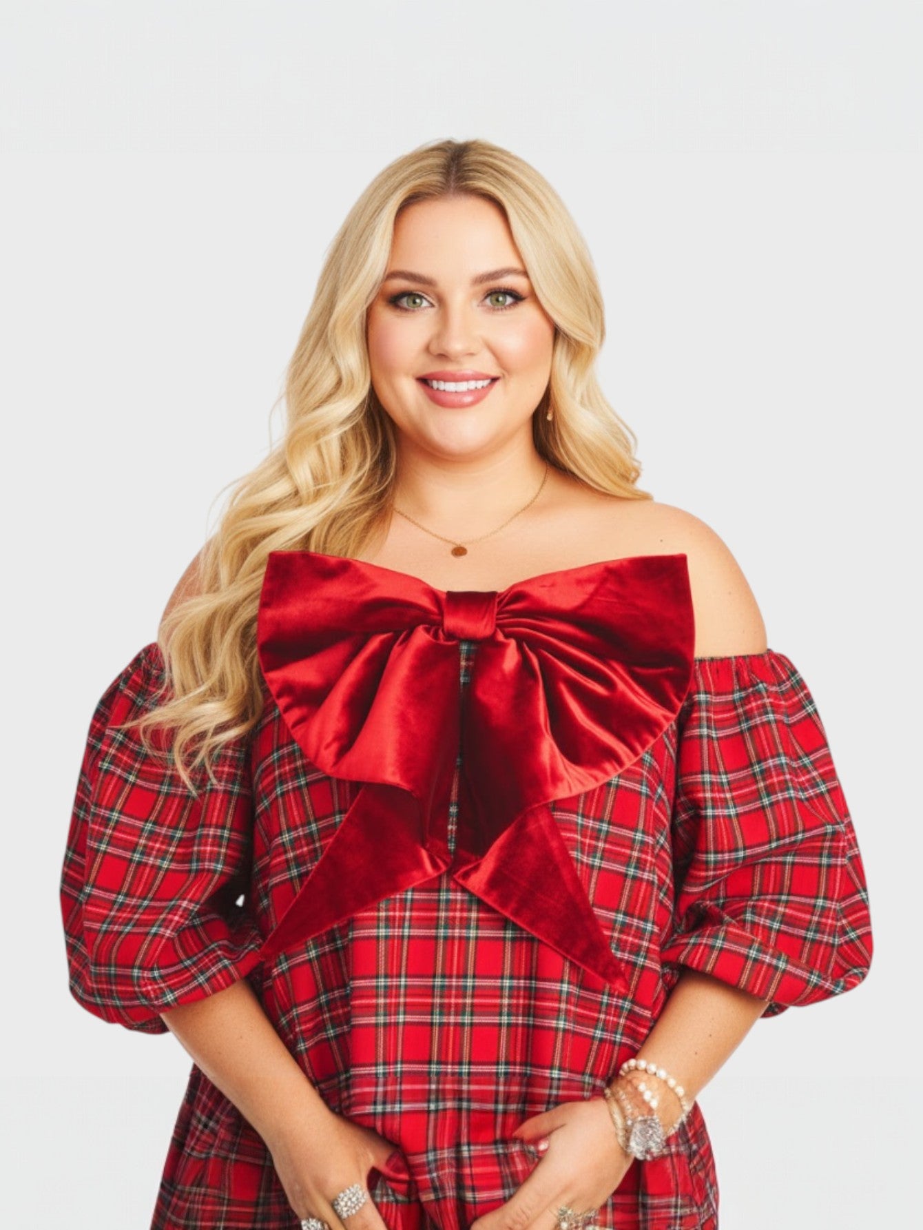 Lapa Plus Women's Christmas New Year Red Plaid Dress