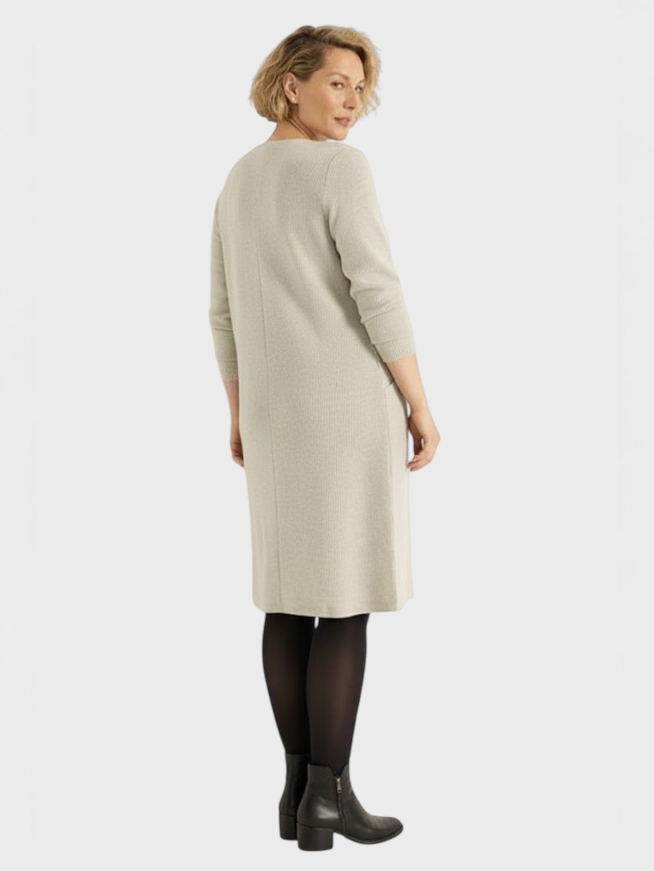 Lapa Plus Women's V-Neck Solid Color Knit Dress