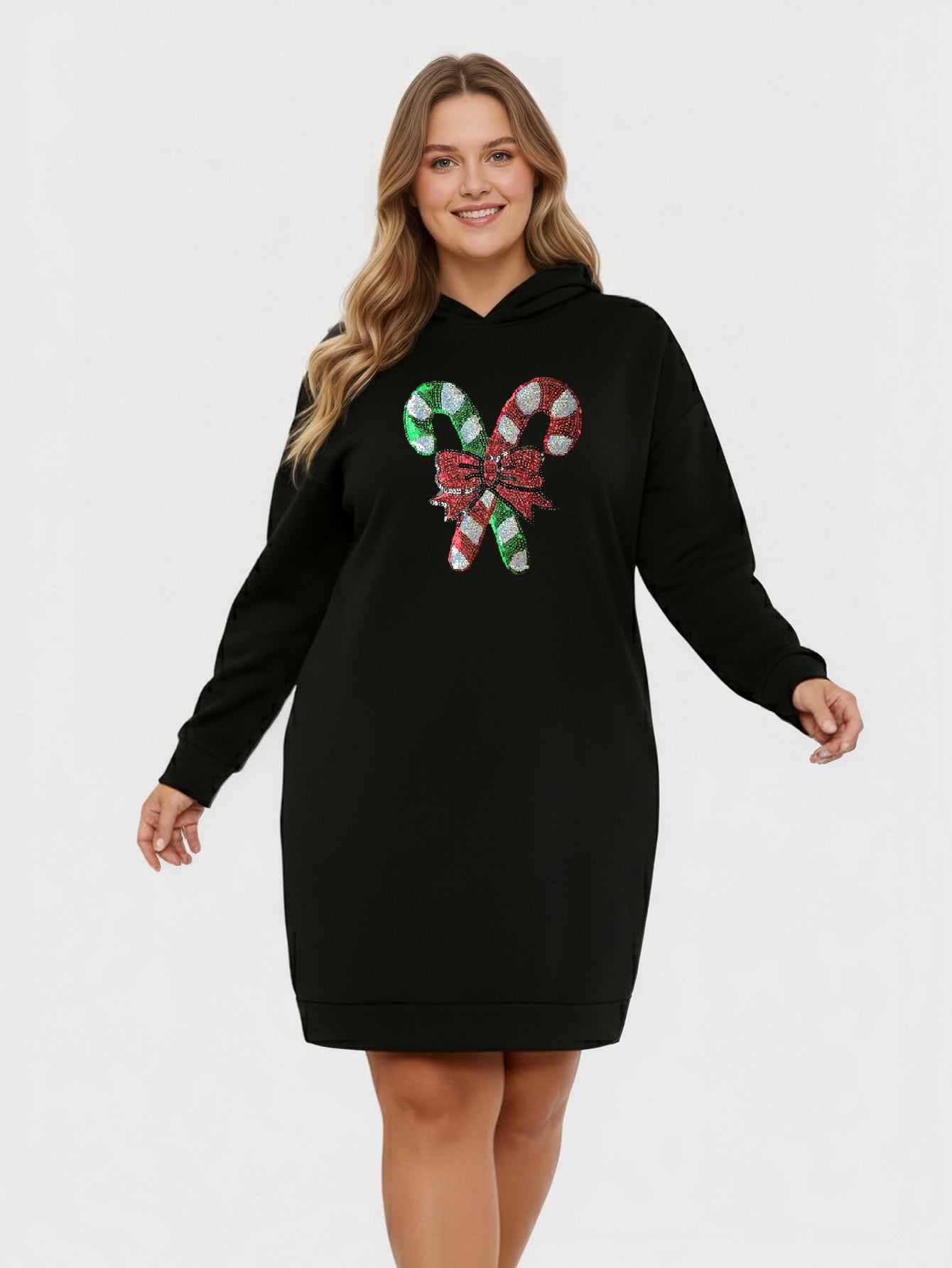 Lapa Plus Women's custom patterned hooded Christmas dress