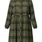 Lapa Plus Women's Green Checked Shirt Dress