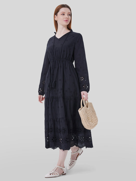 Lapa Plus Women's Jacquard Loose Pocket Dress