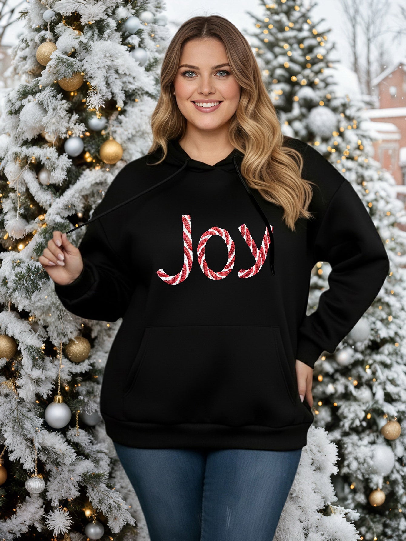 Lapa Plus Women's Custom Christmas Pattern Hooded Sweatshirt