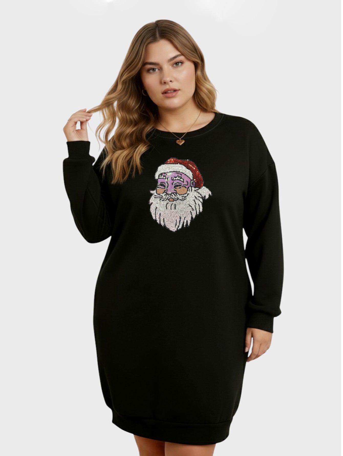 Lapa Plus Women's custom patterned round neck Christmas dress