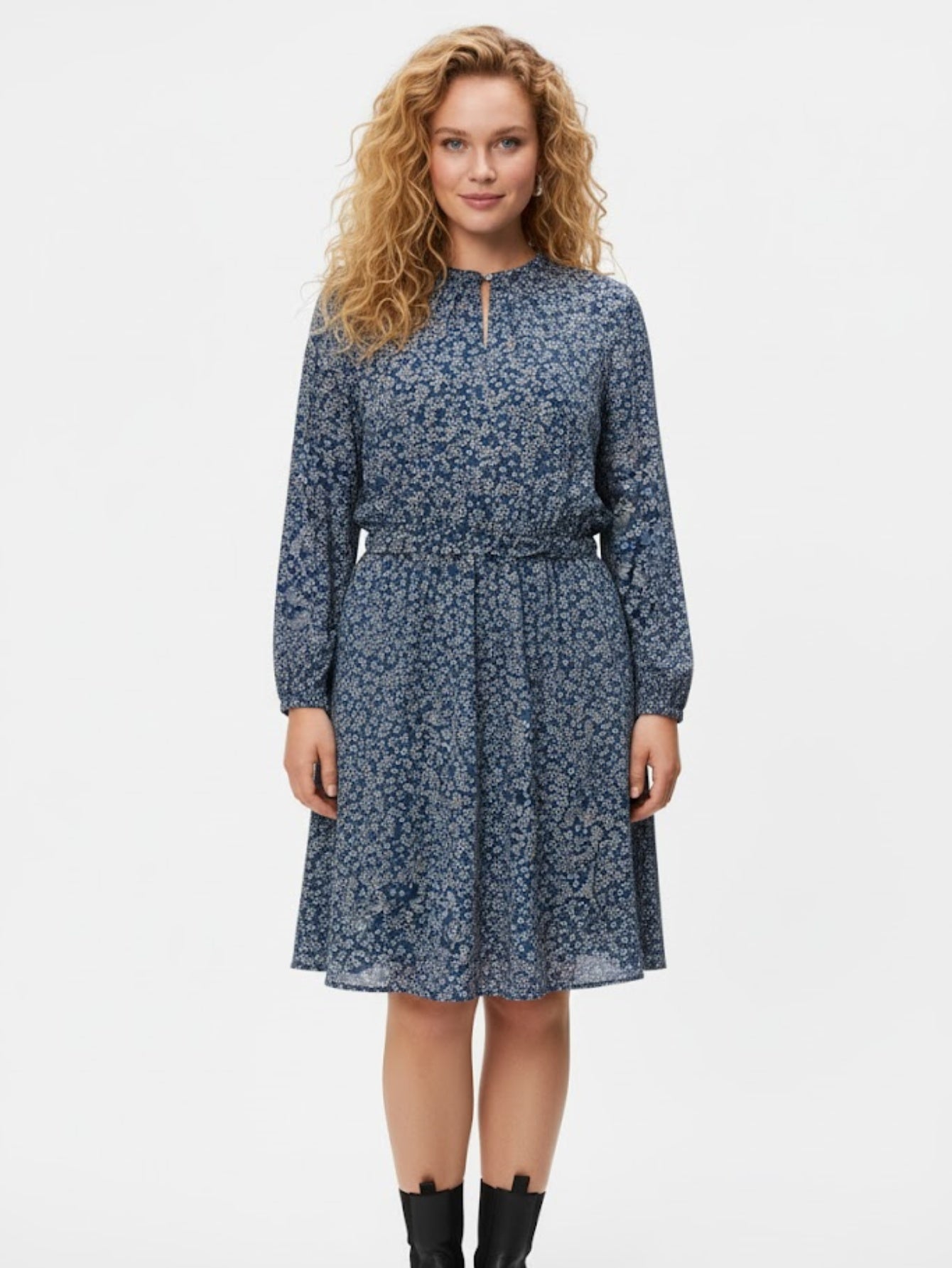 Lapa Plus Women's Floral Print Elastic Waist Dress