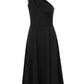 Lapa Plus Women's Elegant Sloping Shoulder Black Dress