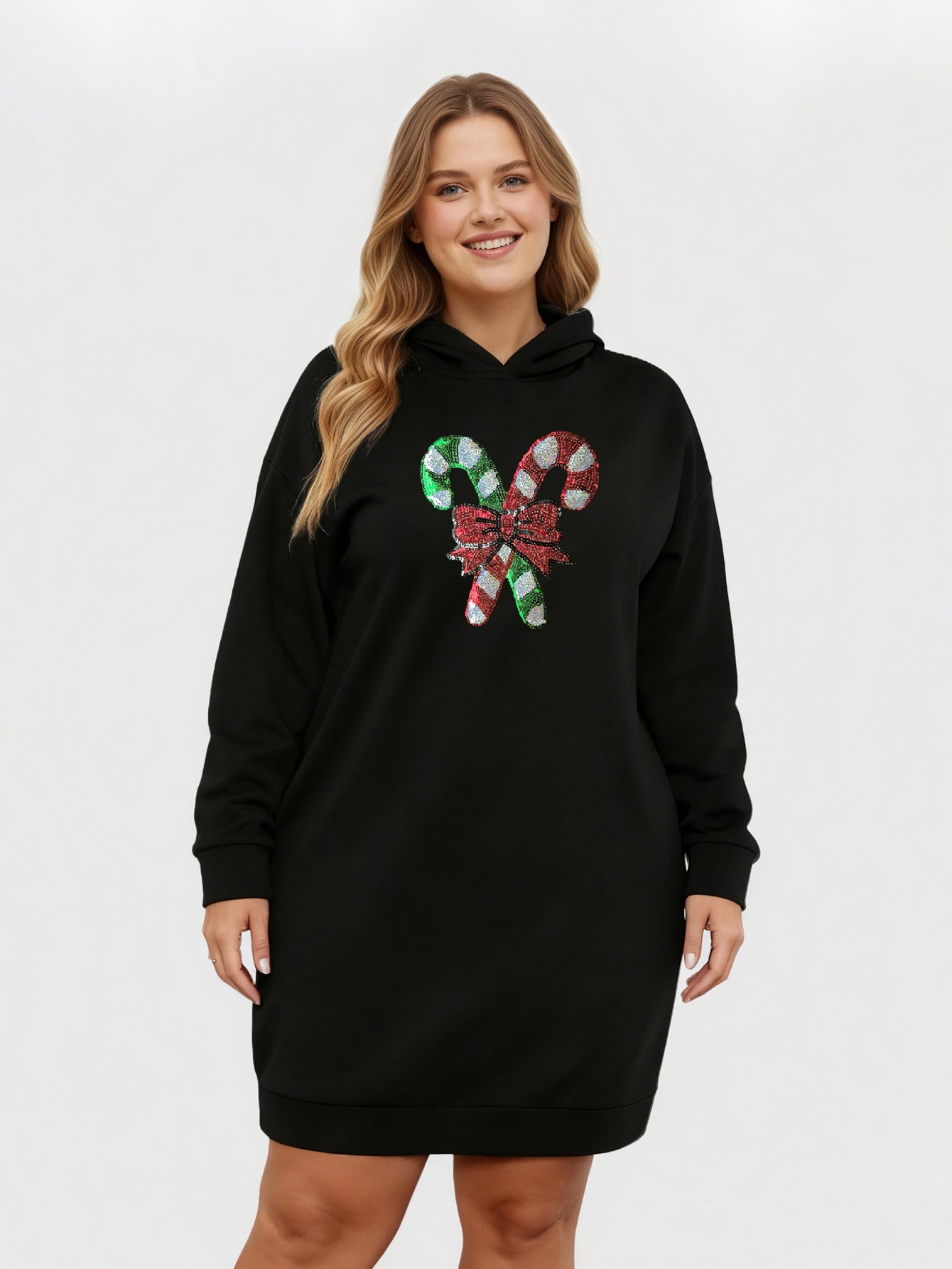 Lapa Plus Women's custom patterned hooded Christmas dress
