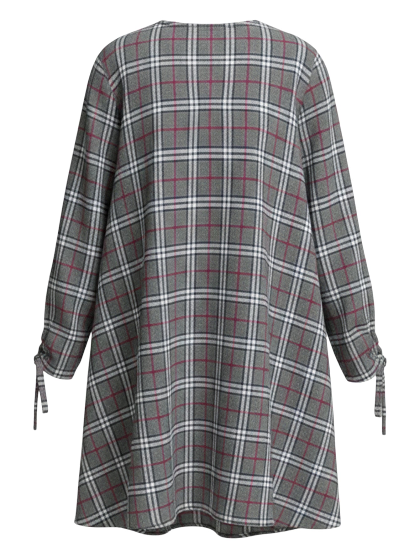 Lapa Plus Women's Checked Dress with Bow-Tie Sleeves