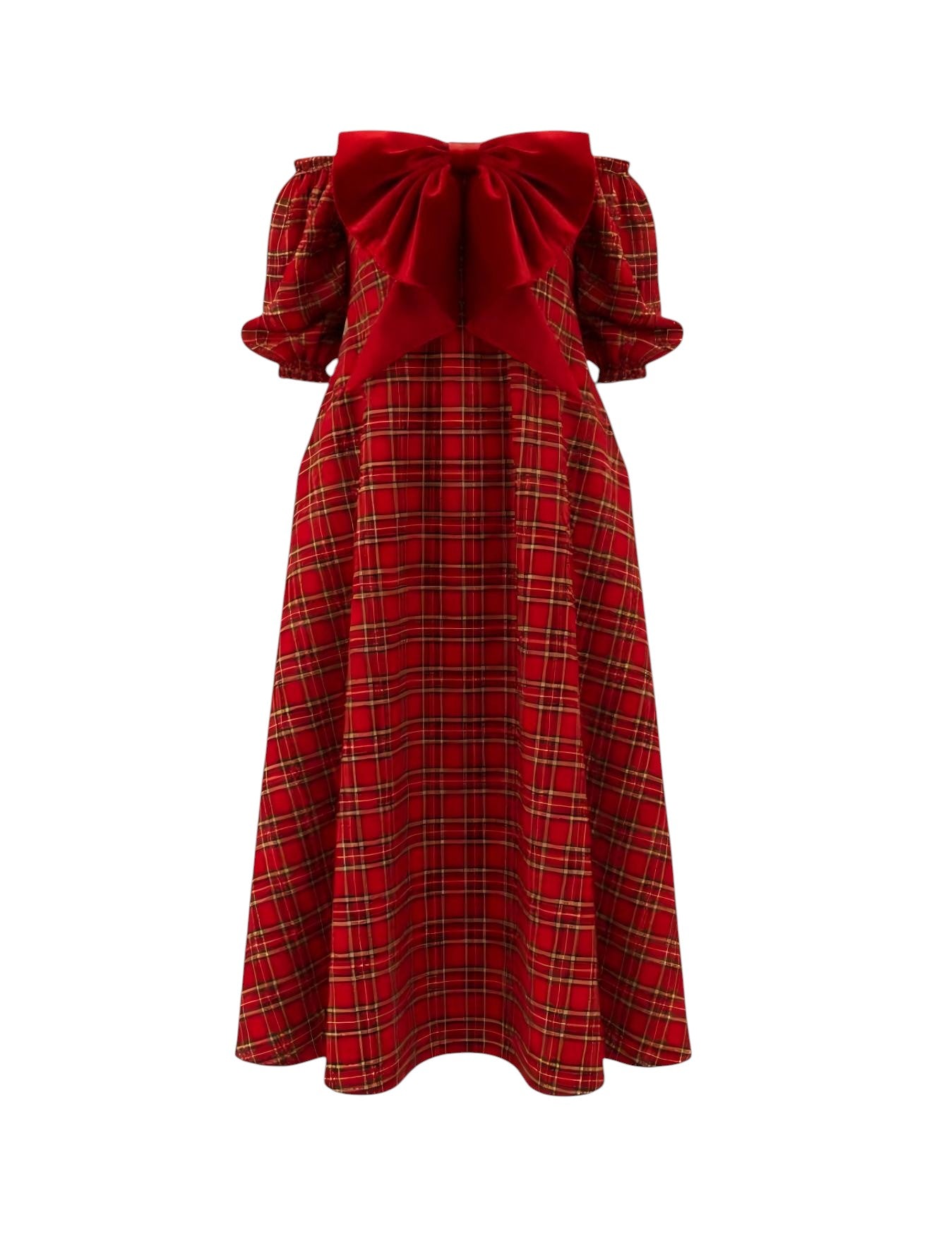 Lapa Plus Women's Christmas New Year Red Plaid Dress