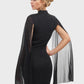 Lapa Plus Women's Chiffon Cape Party Dress