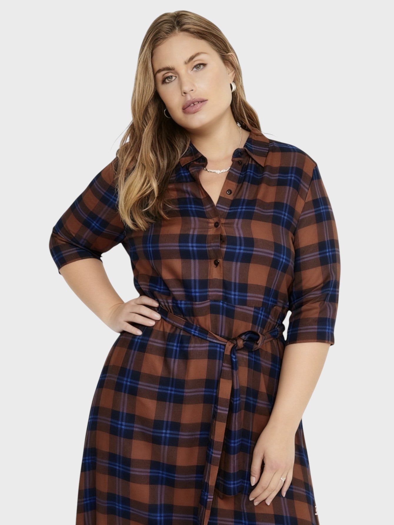 Lapa Plus Women's Casual Dress with Plaid Belt