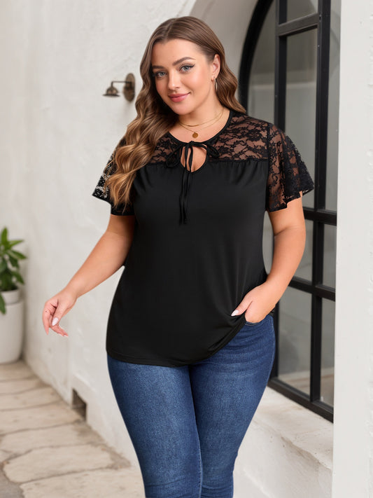 Lapa Plus Women's Casual Bow tie-up Ruffle Top