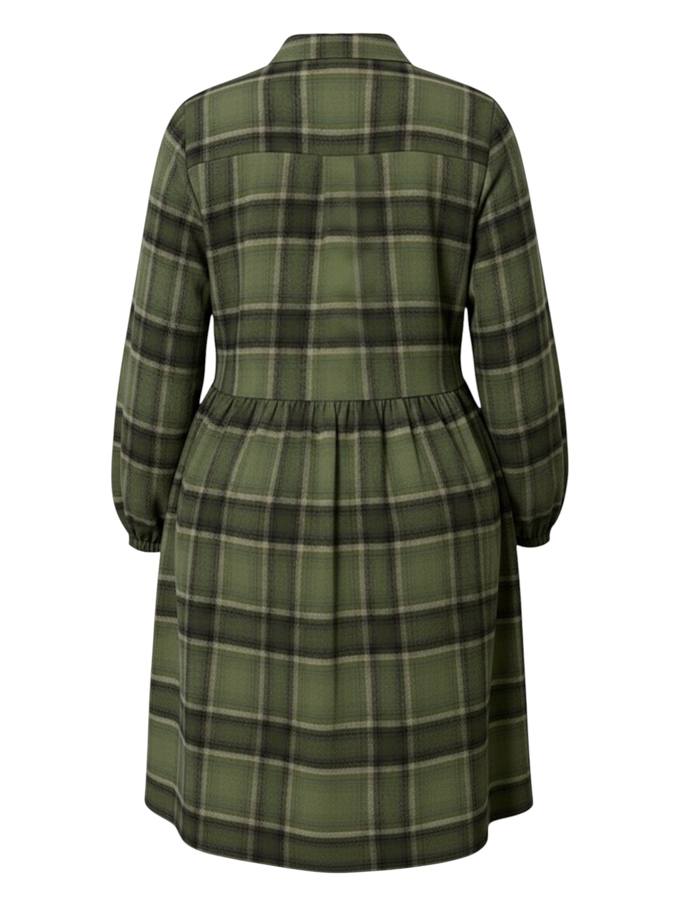 Lapa Plus Women's Green Checked Shirt Dress
