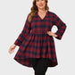 Lapa Plus Women's Party Christmas Checkered Tops