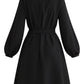 Lapa Plus Women's Solid Color Round Neck Tie-Waist Dress