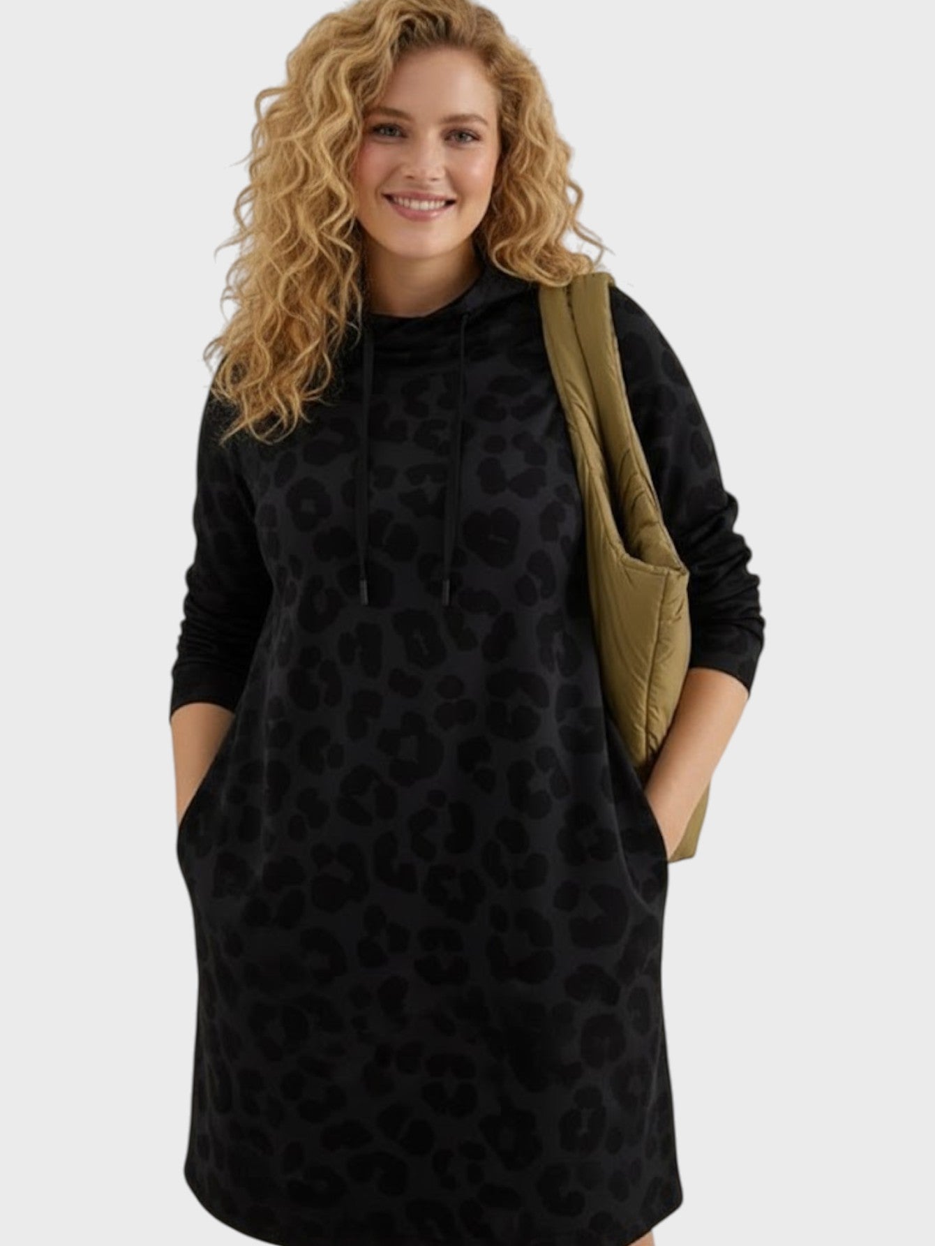 Lapa Plus Women's Leopard Print Hoodie Dress
