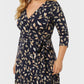 Lapa Plus Women's V-Neck Leaf Print Tie-Waist Dress