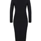 Lapa Plus Women's Pleated Waist Slit Long Sleeved Dress