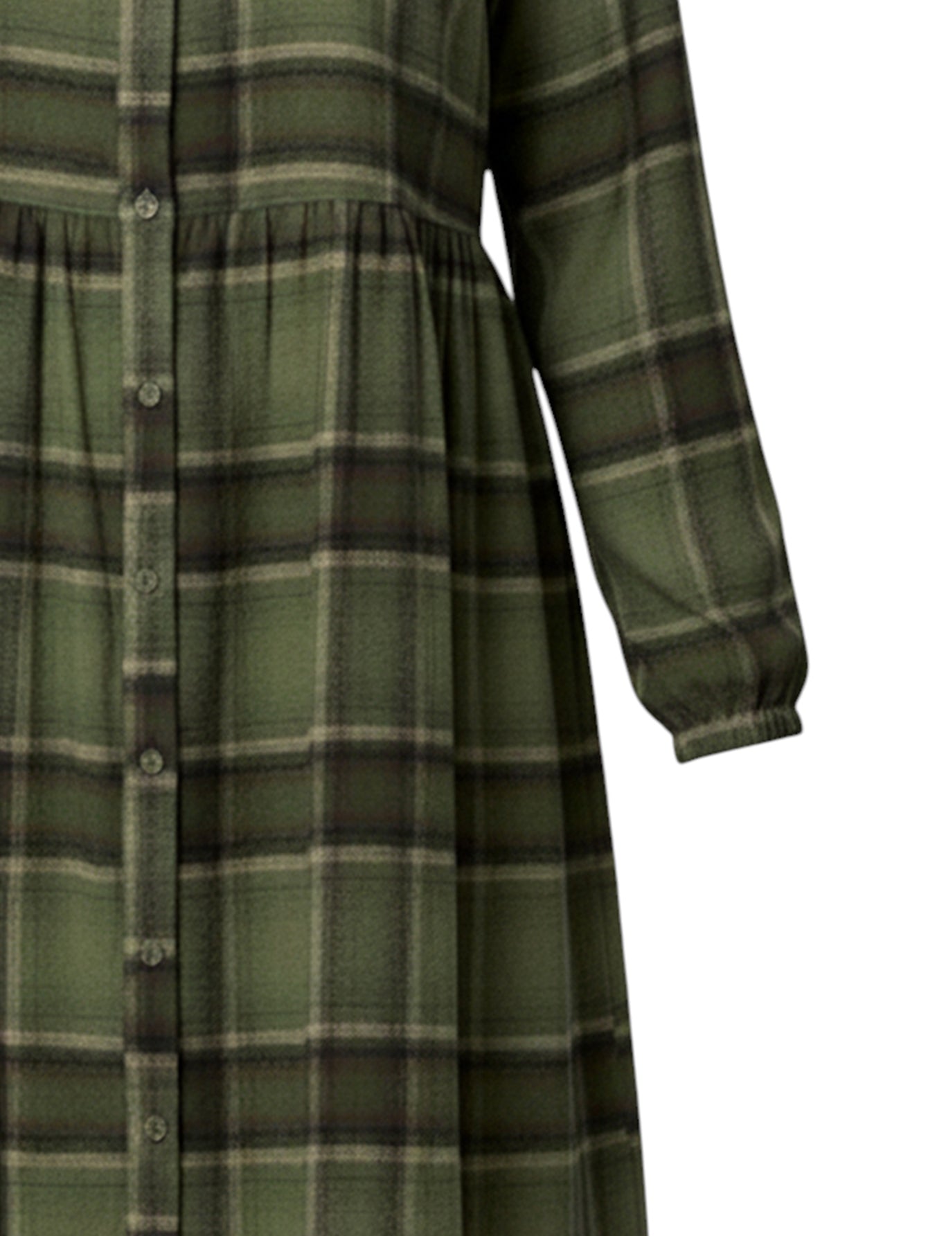 Lapa Plus Women's Green Checked Shirt Dress