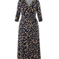 Lapa Plus Women's V-Neck Leaf Print Tie-Waist Dress