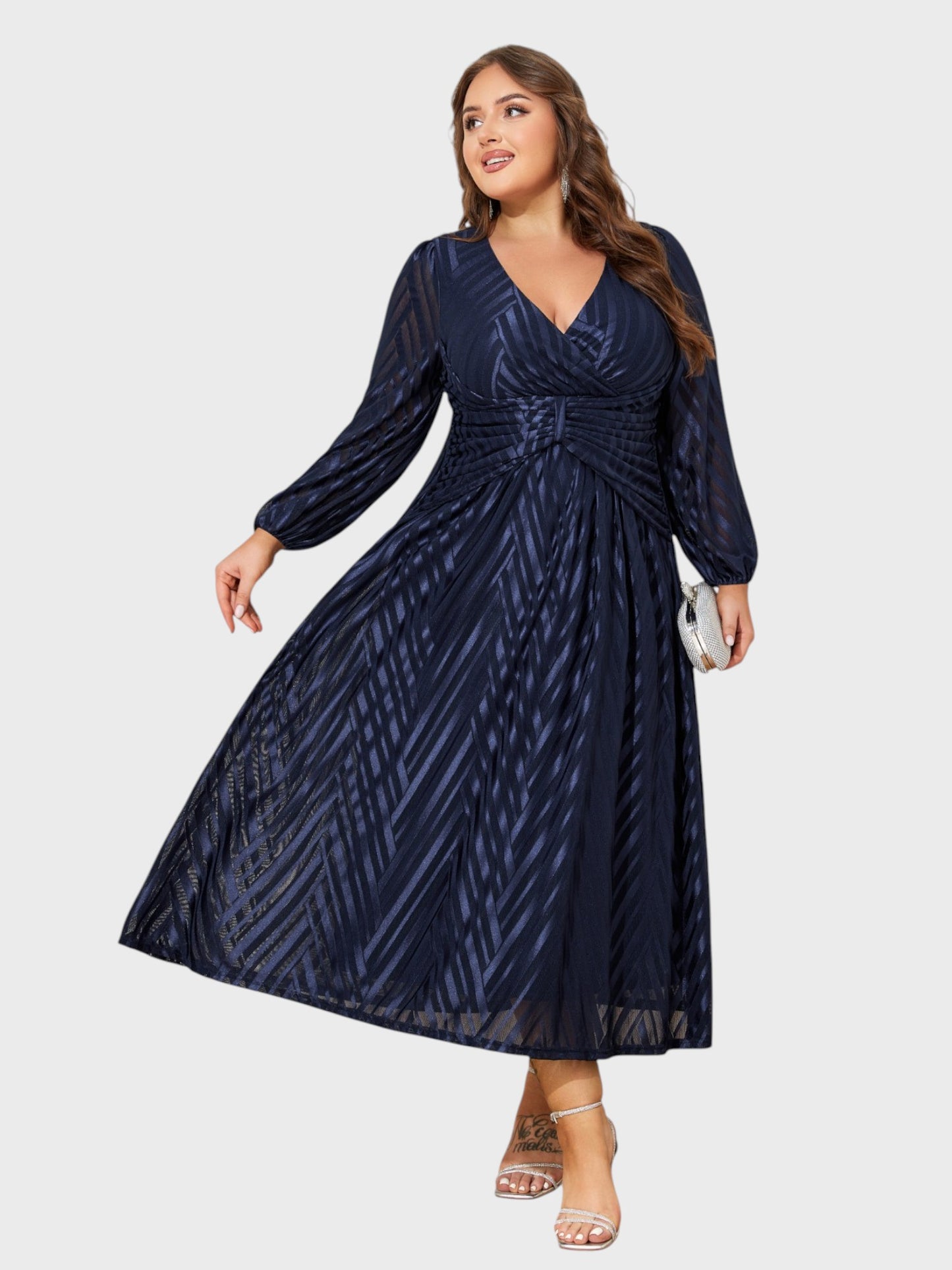 Lapa Plus Women's Party Elegant Mesh Jacquard Dress