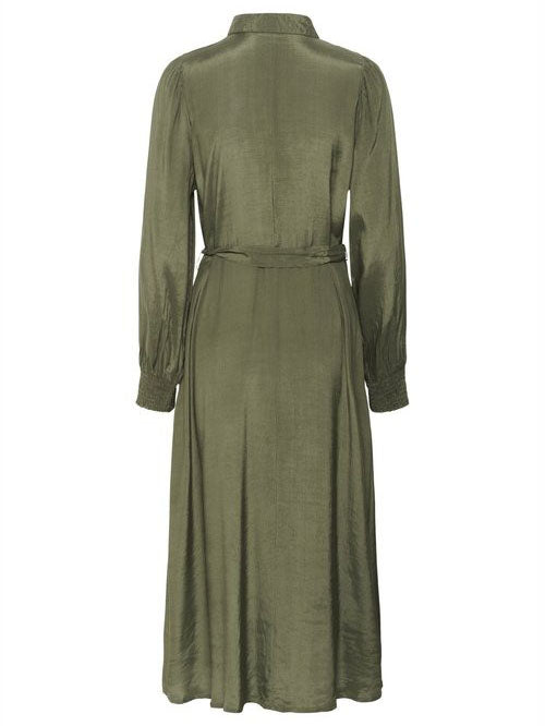 Lapa Plus Women's Green Button Down Belted Dress