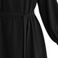 Lapa Plus Women's Solid Color Round Neck Tie-Waist Dress
