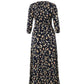 Lapa Plus Women's V-Neck Leaf Print Tie-Waist Dress
