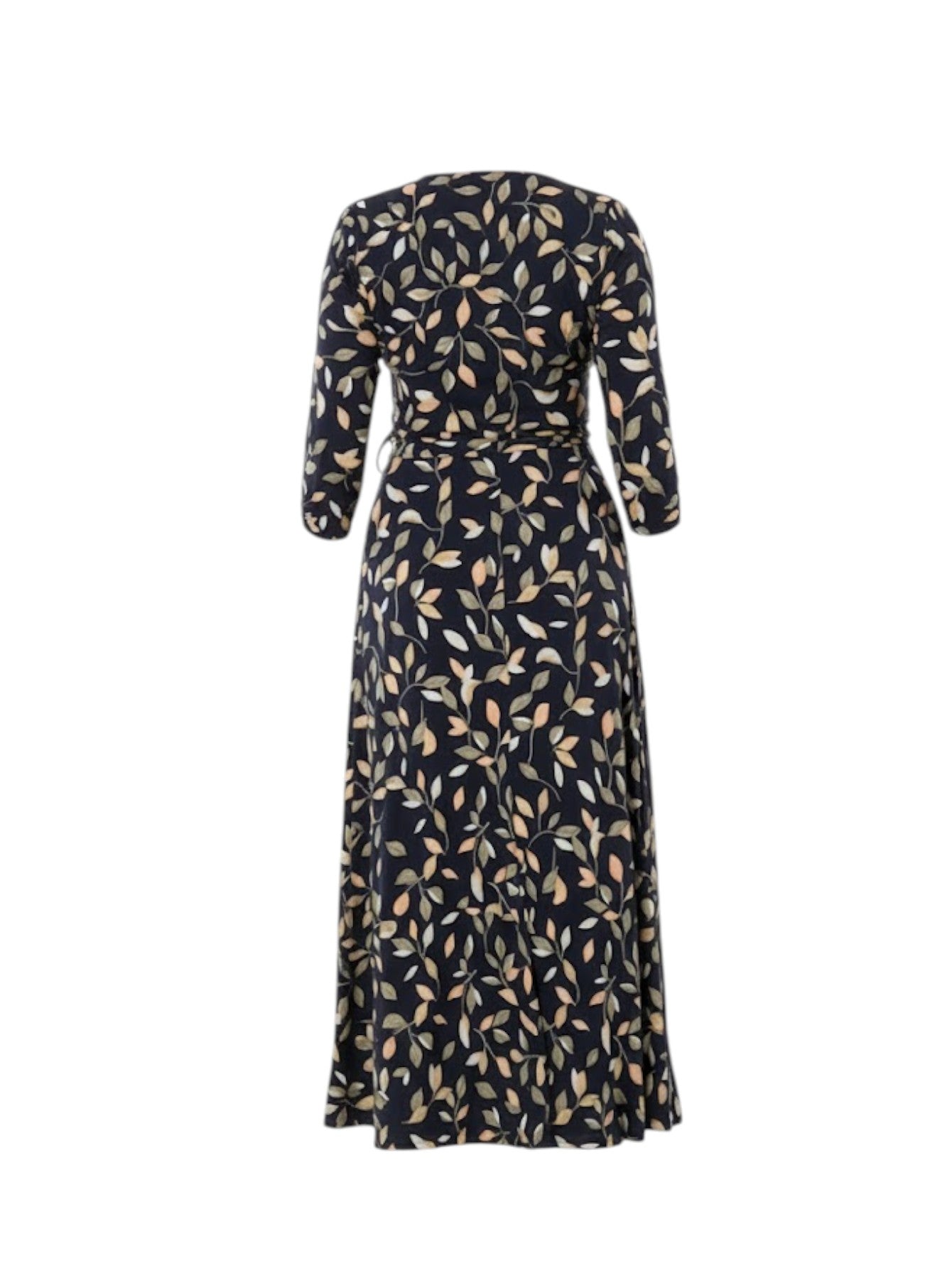 Lapa Plus Women's V-Neck Leaf Print Tie-Waist Dress