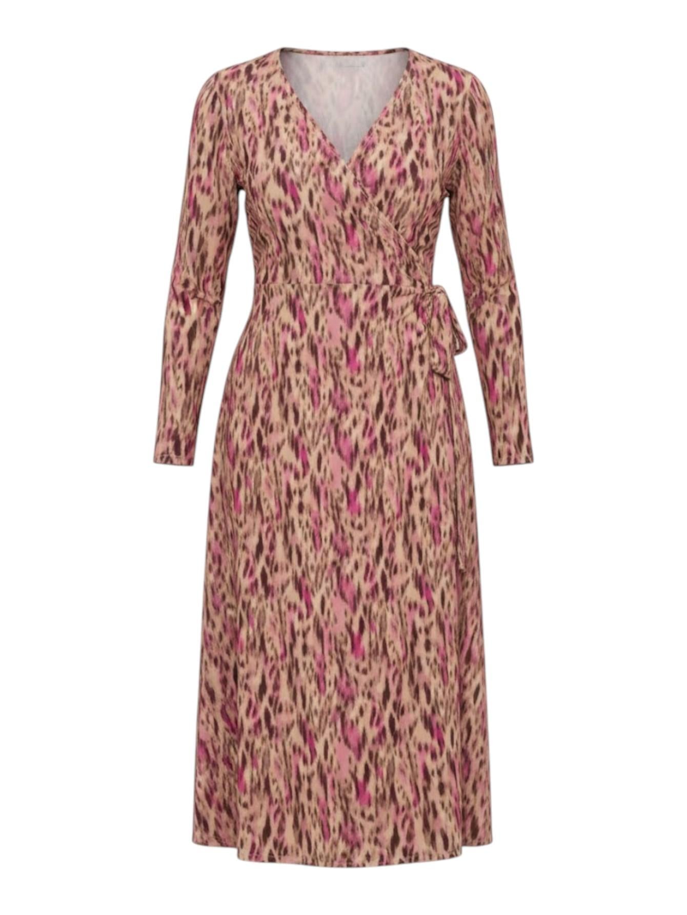 Lapa Plus Women's Elegant Wrap Midi Dress With Belt