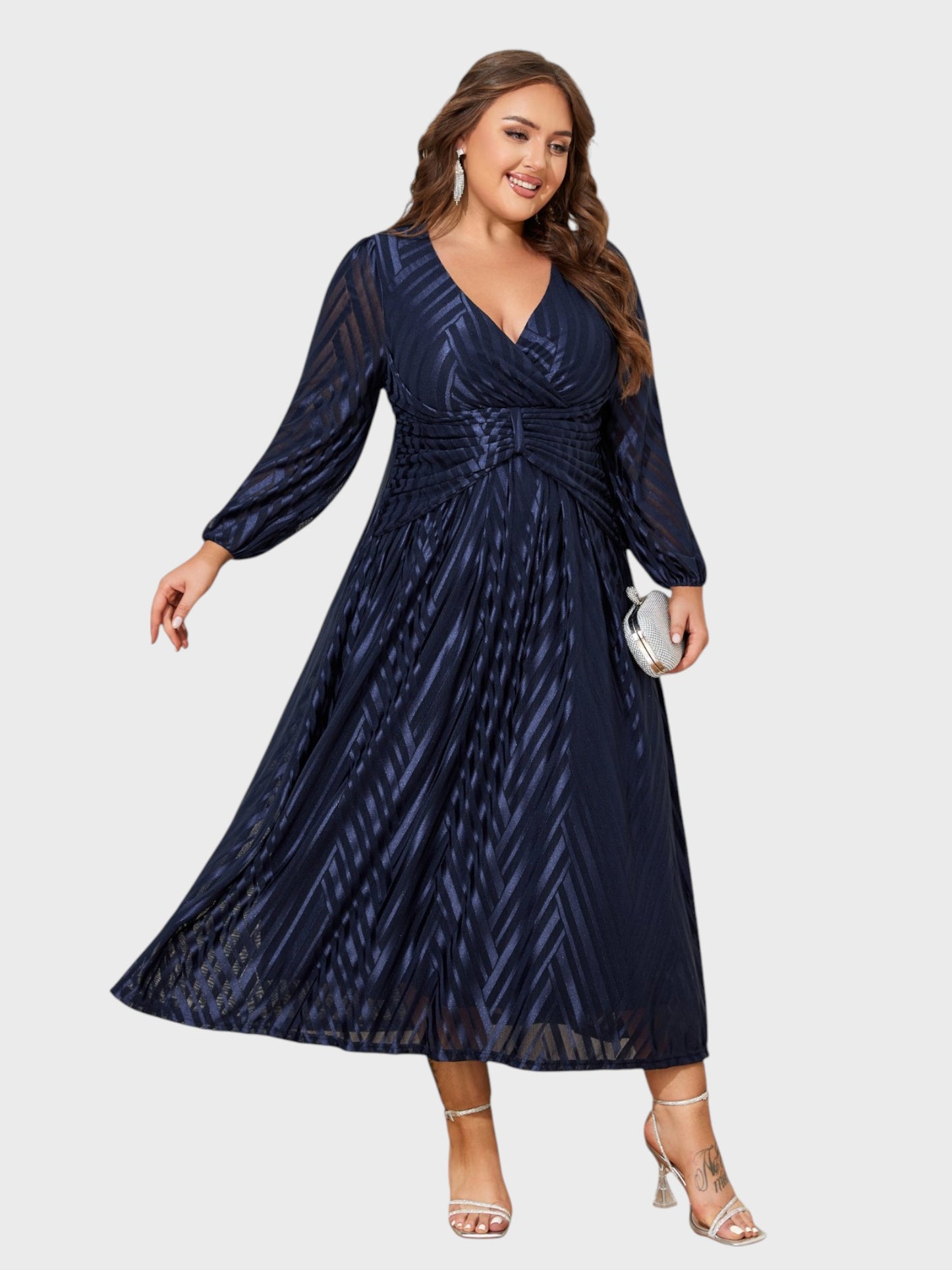 Lapa Plus Women's Party Elegant Mesh Jacquard Dress