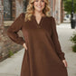 Lapa Plus Women's Corduroy V-Neck Solid Color Dress