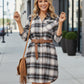 Lapa Plus Women's Black and White Plaid Dress with Pockets (No Belt Included)