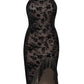 Lapa Plus Women's Black Floral Asymmetrical Camisole Dress
