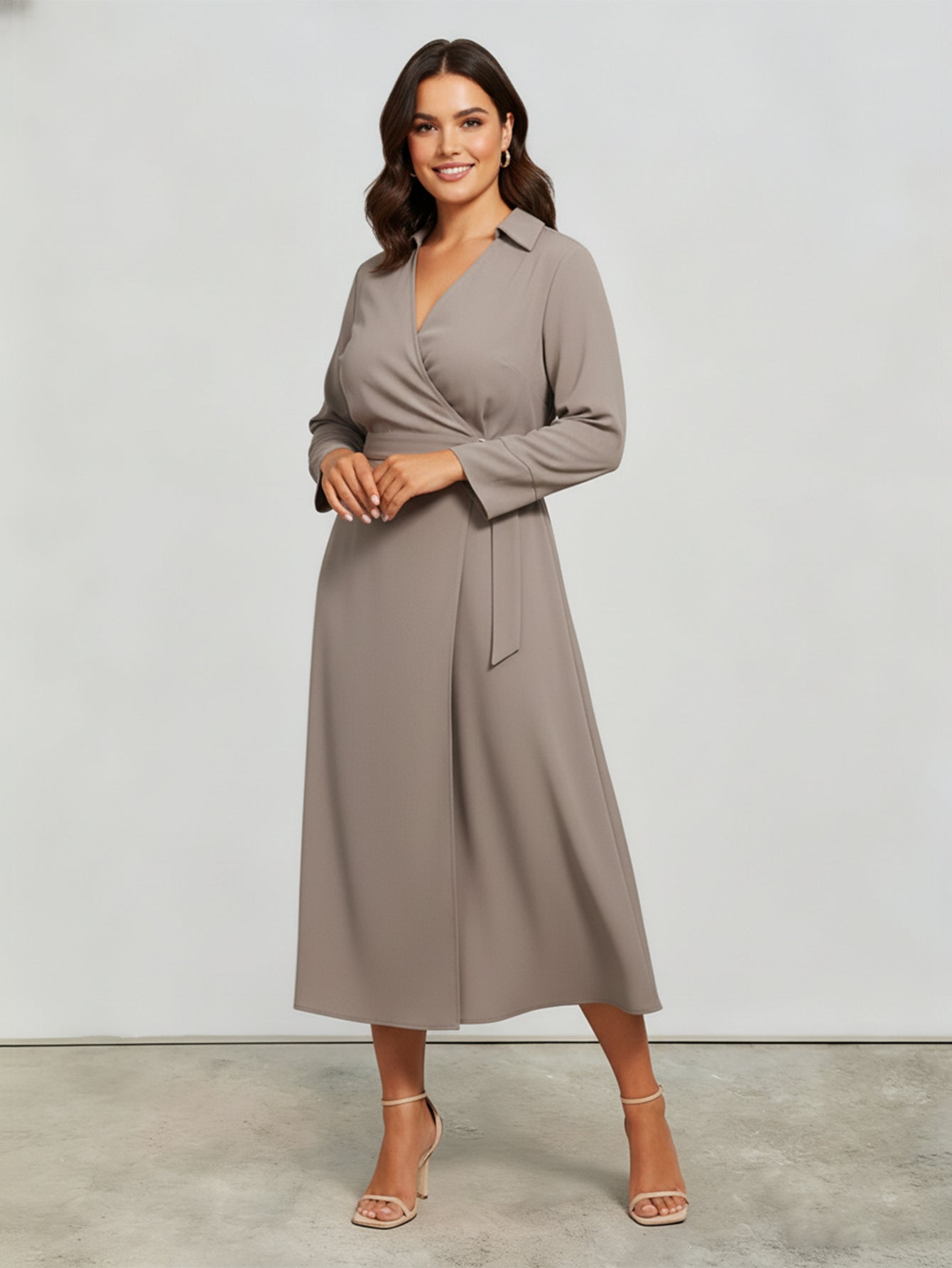 Lapa Plus Women's V-Neck Tie-Waist A-Line Dress