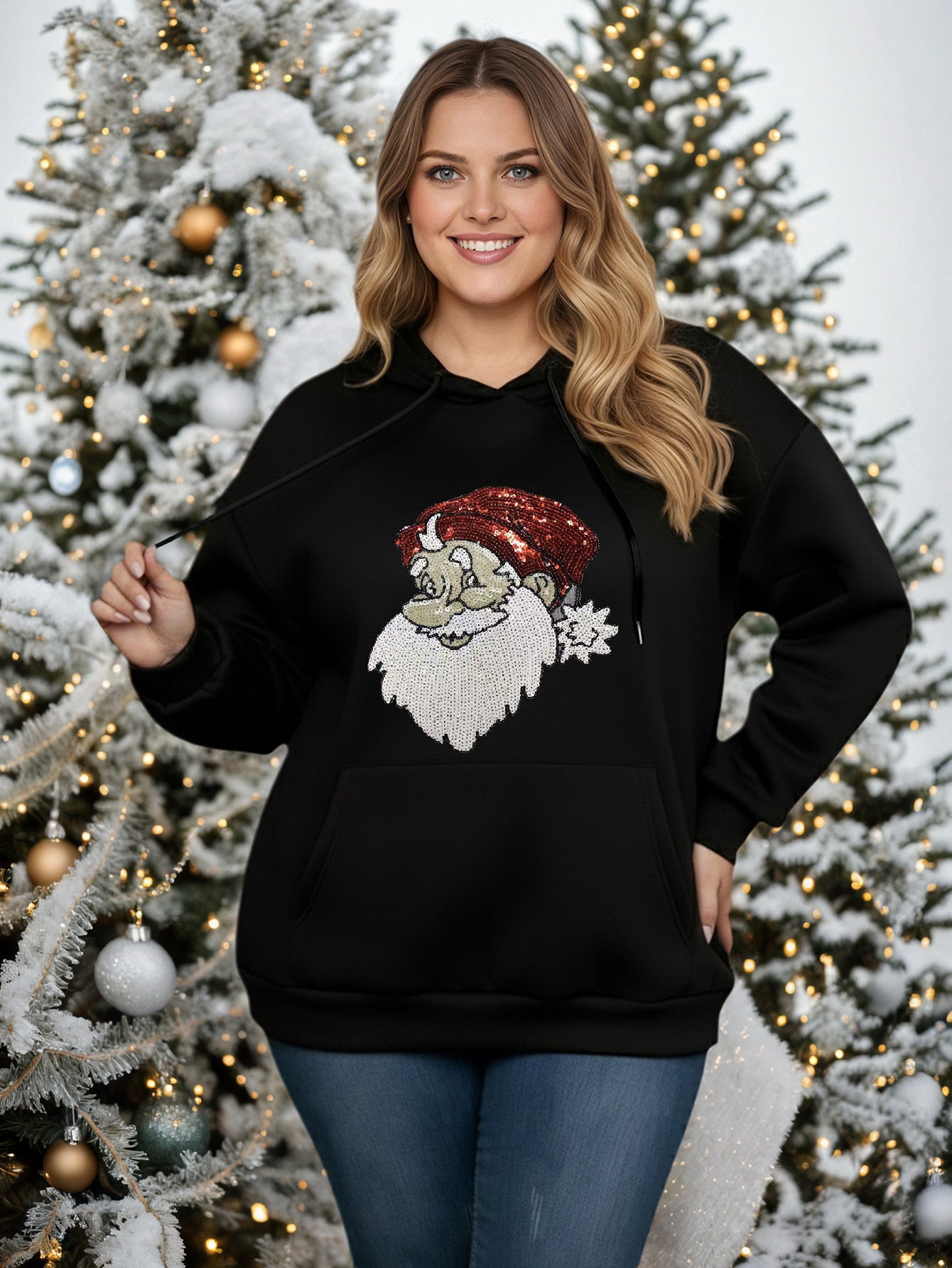 Lapa Plus Women's Custom Christmas Pattern Hooded Sweatshirt