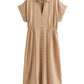 Lapa Plus Women's Dress with Button Placket and Elastic Waist