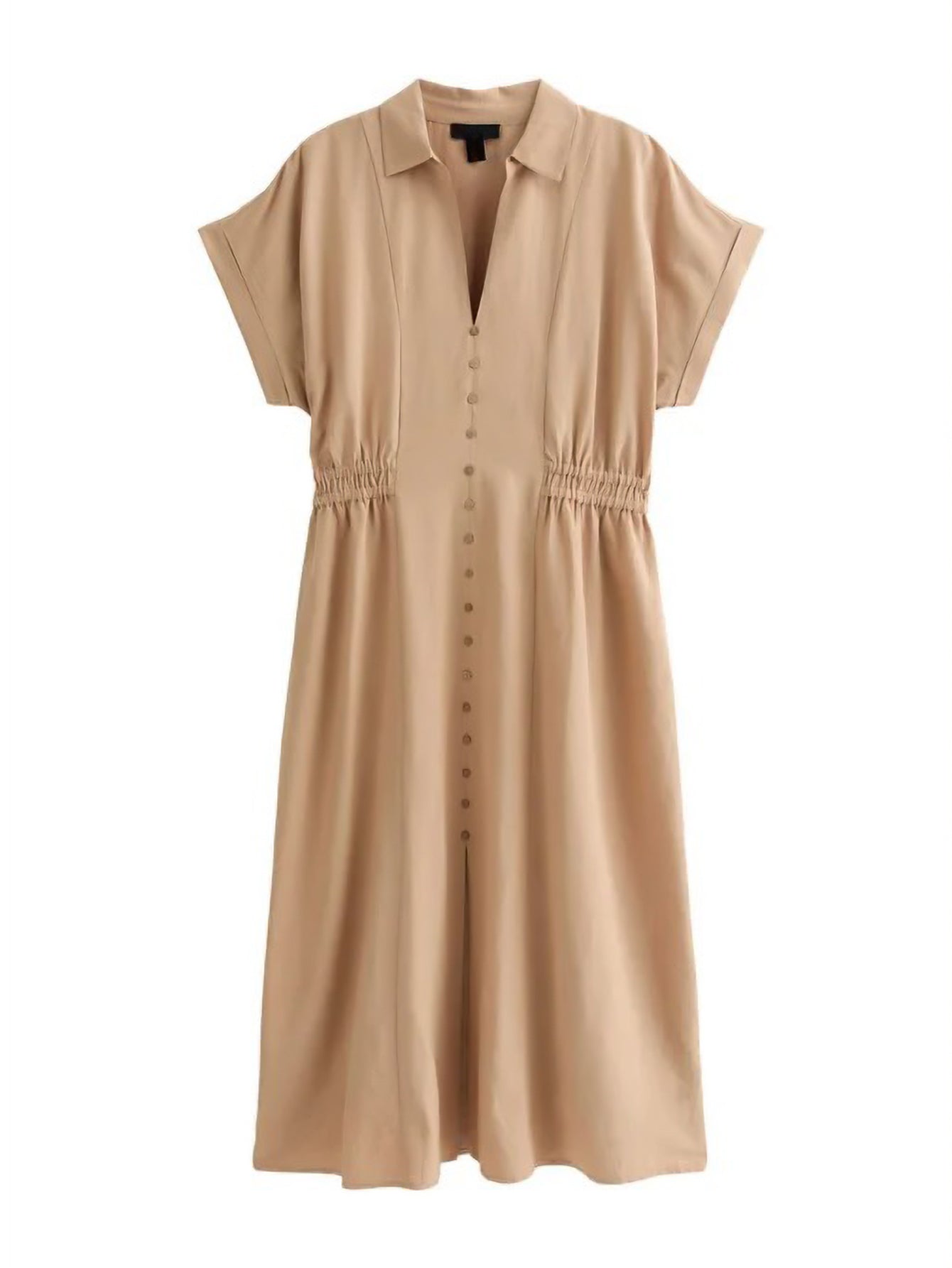 Lapa Plus Women's Dress with Button Placket and Elastic Waist