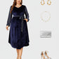 Lapa Plus Women's Party Elegant Velvet Pocket Dress