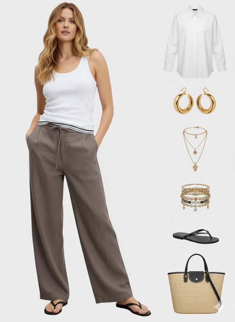 Lapa Plus Women's Cotton-Linen Like Casual Pants