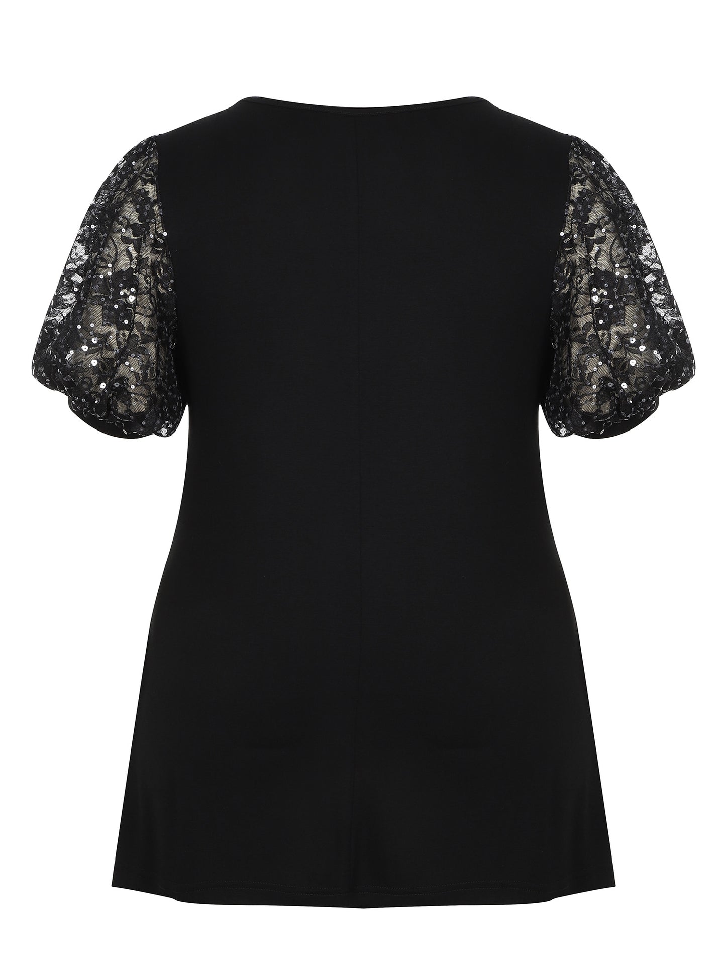 Lapa Plus Women's Elegant Beaded Lantern Sleeves Top