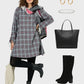 Lapa Plus Women's Checked Dress with Bow-Tie Sleeves