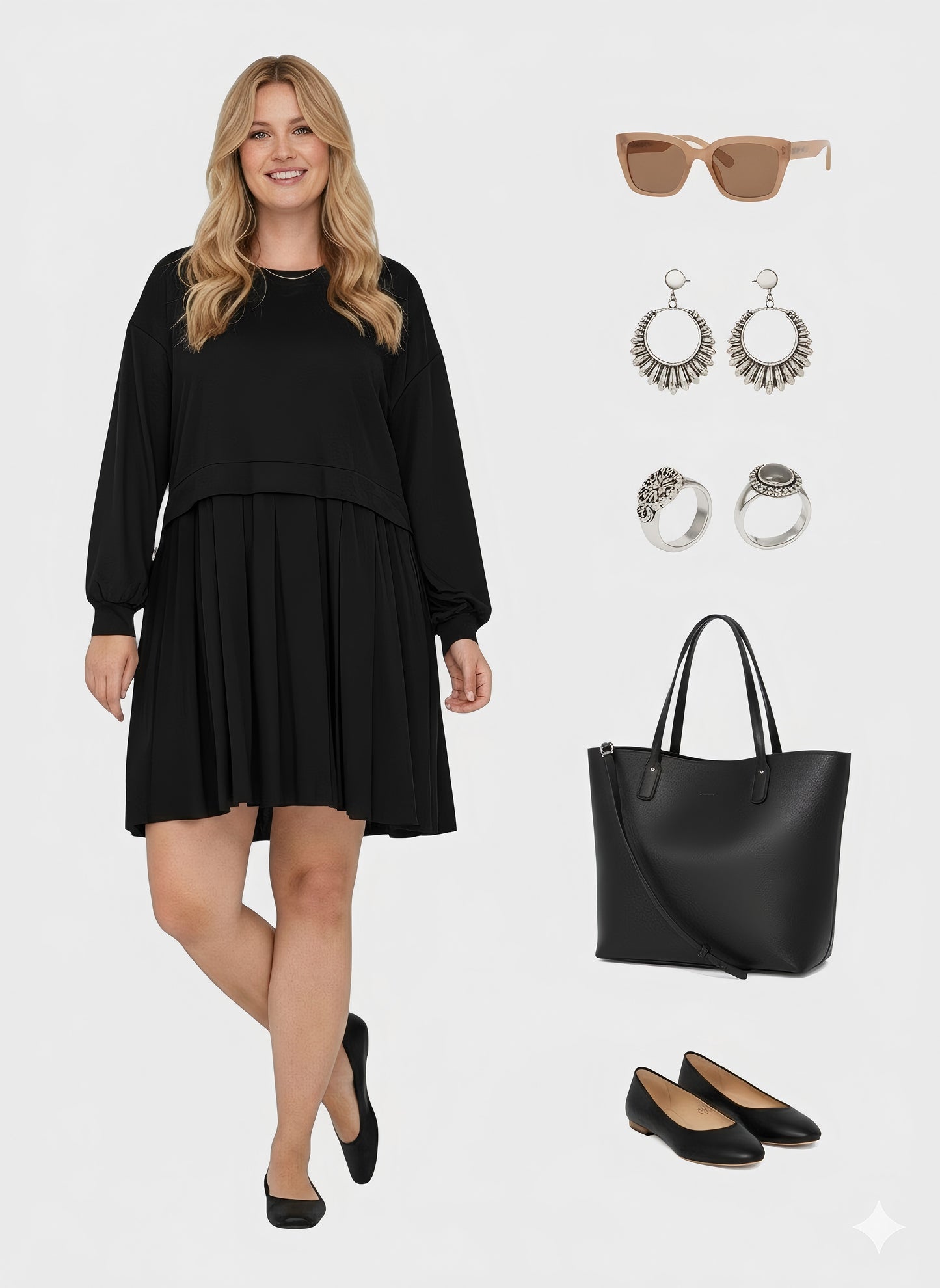 Lapa Plus Women's Stylish Dress with Pleated Hem