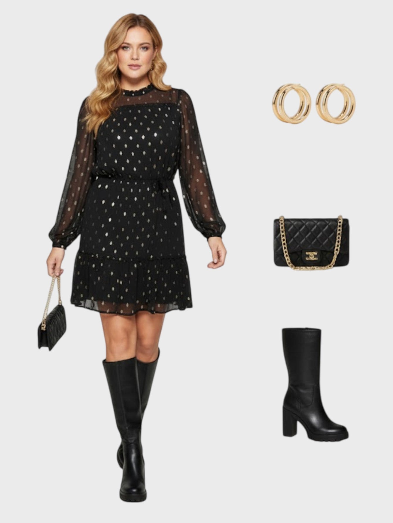 Lapa Plus Women's Polka Dot Chiffon Dress