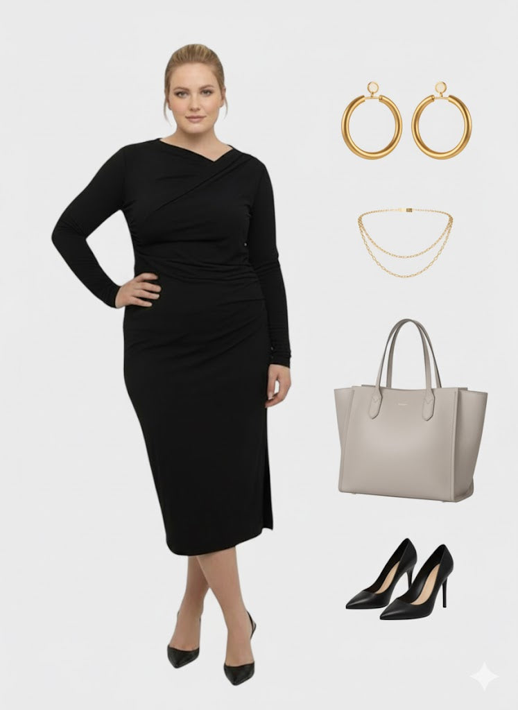 Lapa Plus Women's Elegant Elastic Slim-Fitting Dress