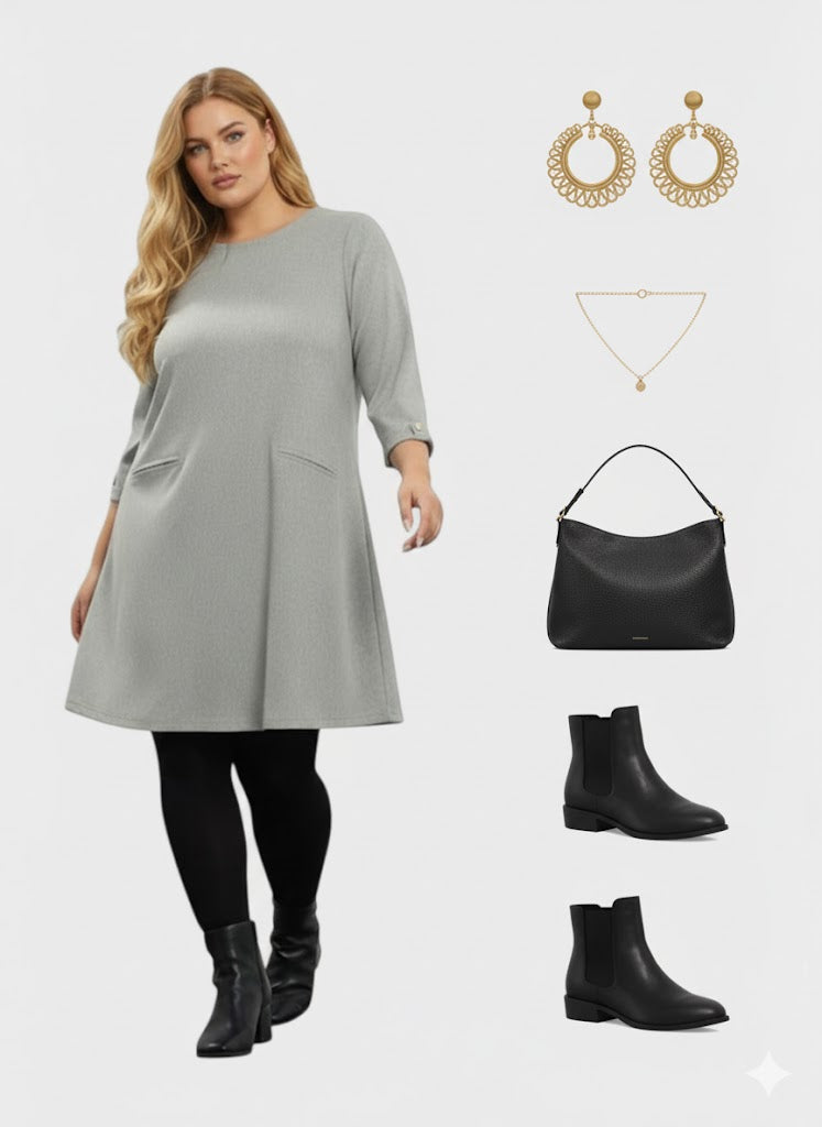 Lapa Plus Women's Simple Casual Dress with Pockets