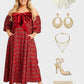 Lapa Plus Women's Christmas New Year Red Plaid Dress