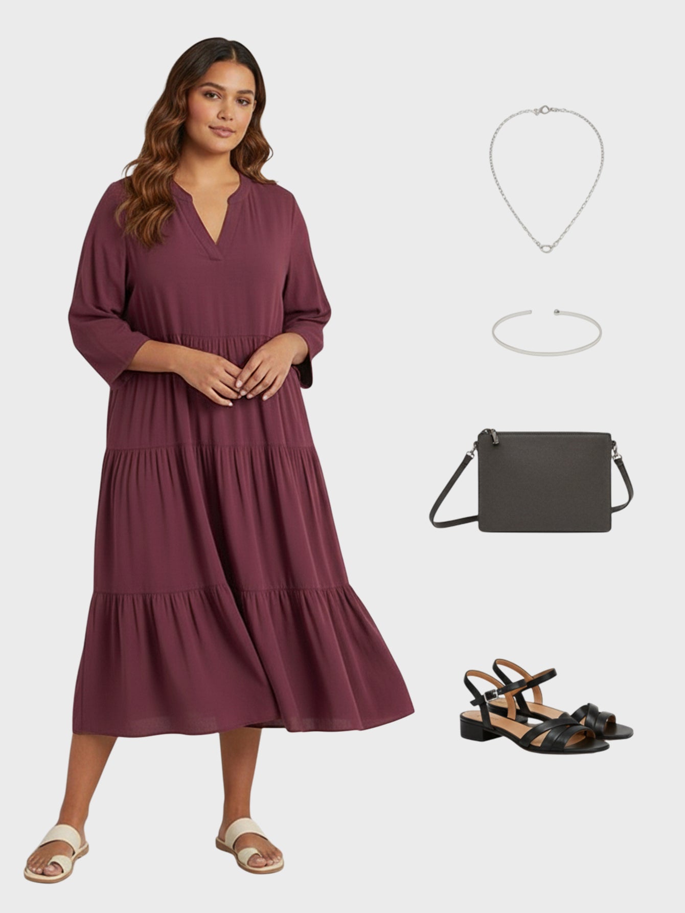 Lapa Plus  Women's Basic Patchwork Dress