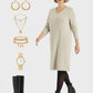 Lapa Plus Women's V-Neck Solid Color Knit Dress