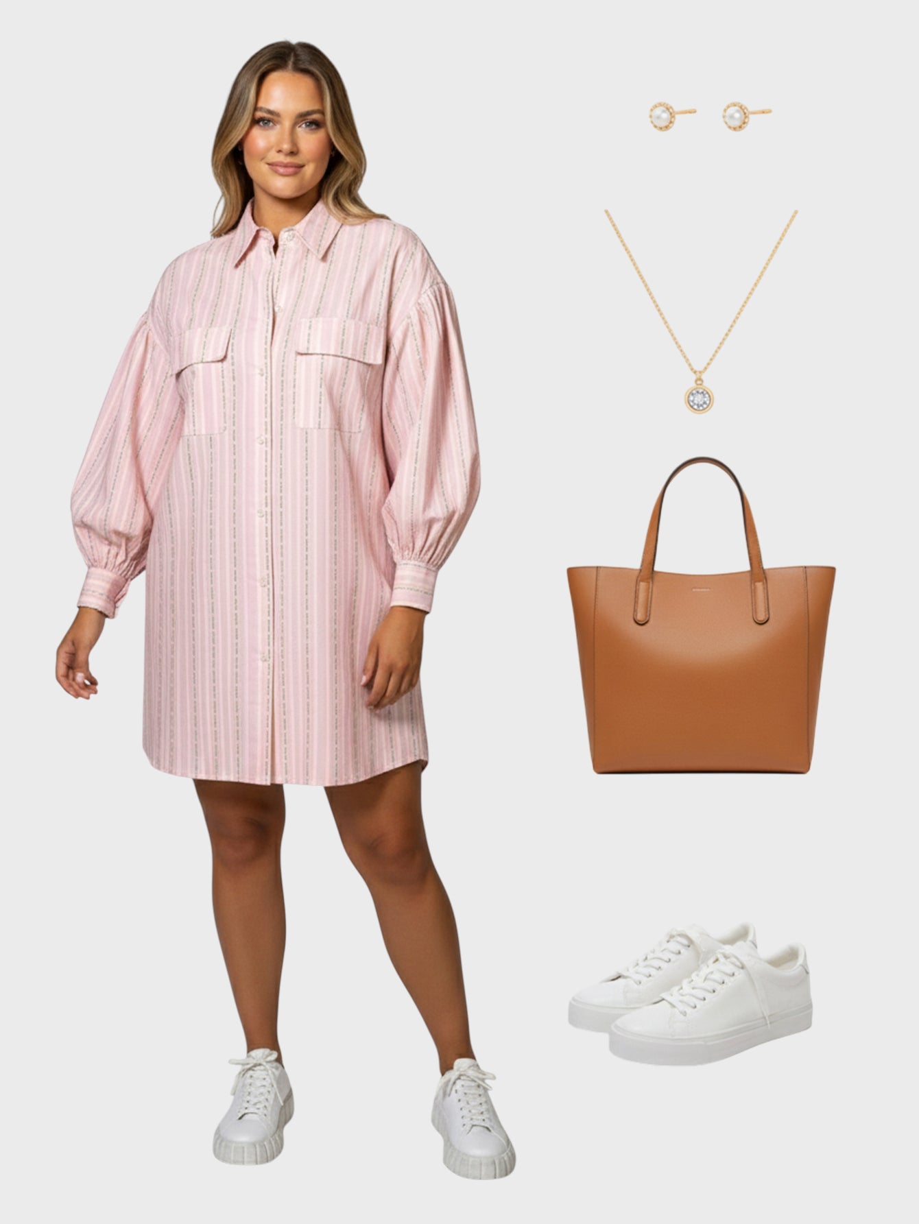 Lapa Plus Women's Striped Print Dress with Pockets