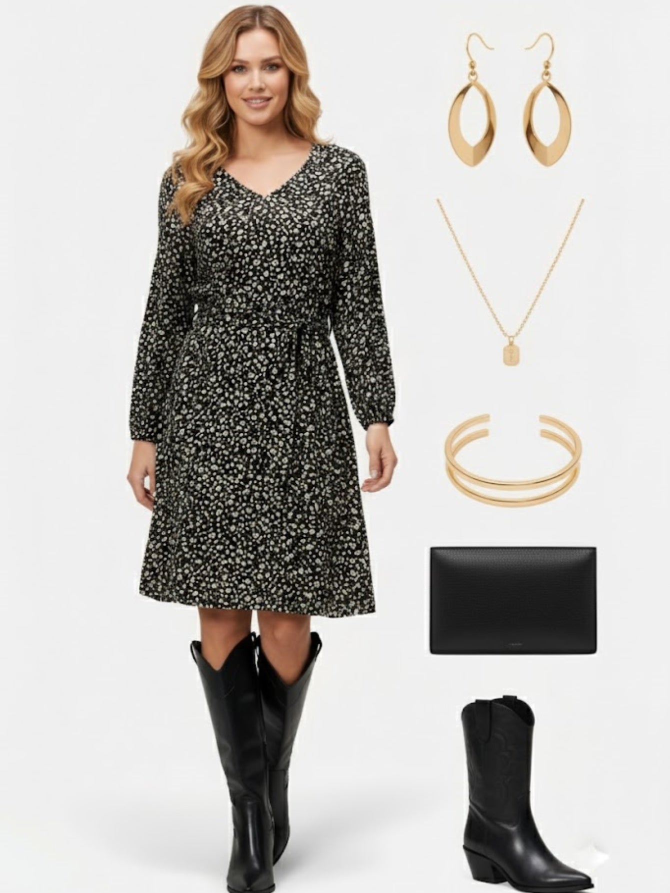 Lapa Plus Women's Floral Print Tie-Waist Dress